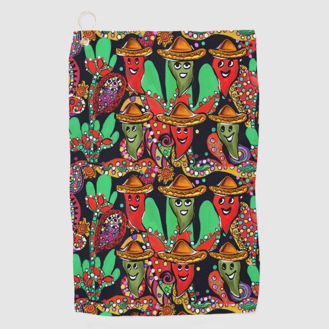 Serviette De Golf Cinco de Mayo Peppers (Devant)