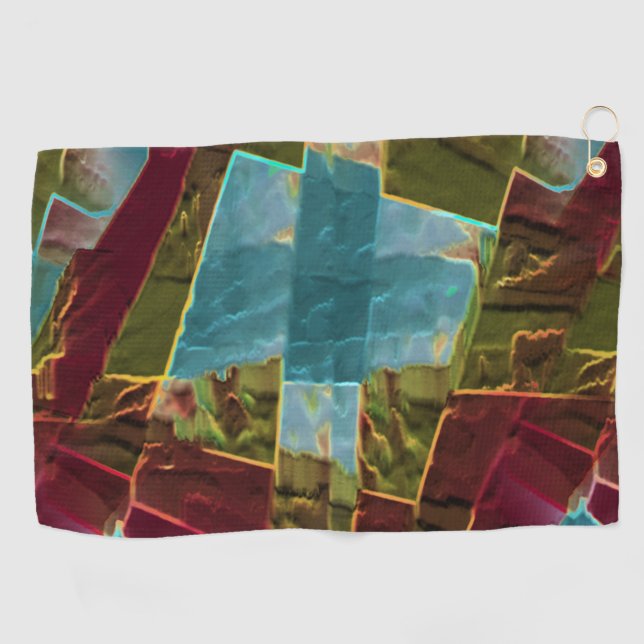 Serviette De Golf cire sculptée à l'aspect Brown et bleu (Horizontal)