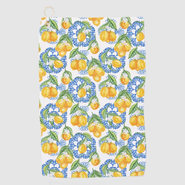 Serviette De Golf Citron imprimé italien classique Côte amalfitaine (Devant)