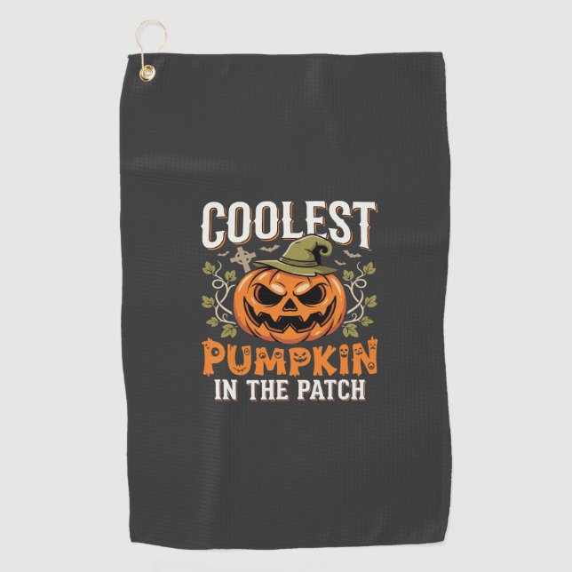 Serviette De Golf Citrouille la plus cool du patch design Halloween (Devant)