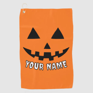 Serviette De Golf Citrouille orange personnalisé Halloween Votre Nom