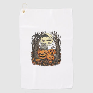 Serviette De Golf Citrouilles d'Halloween Chat Gris Chauve-Souris Pl