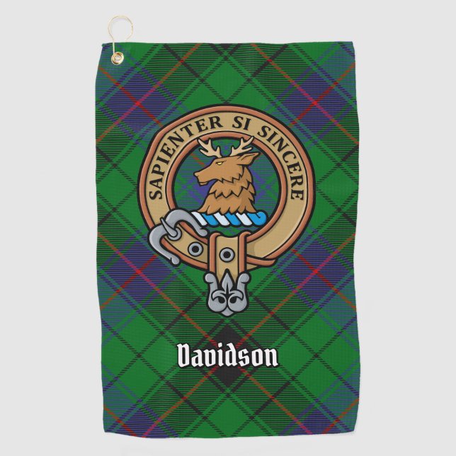 Serviette De Golf Clan Davidson Crest sur Tartan (Devant)