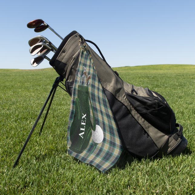 Serviette De Golf Clan Fitzpatrick Tartan Plaid Personnalisé (Vert)