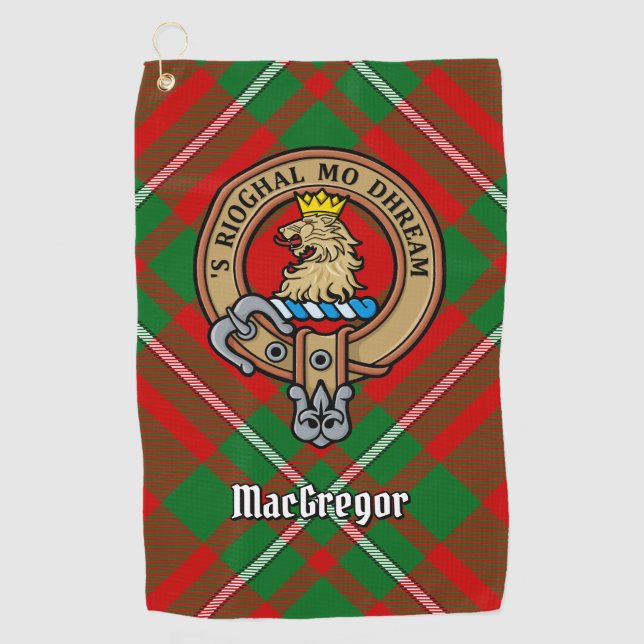Serviette De Golf Clan Gregor Crest sur Tartan Golf Towne (Devant)