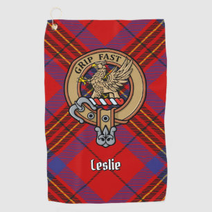 Serviette De Golf Clan Leslie Crest sur Red Tartan