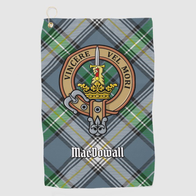 Serviette De Golf Clan MacDowall Crest sur Tartan (Devant)