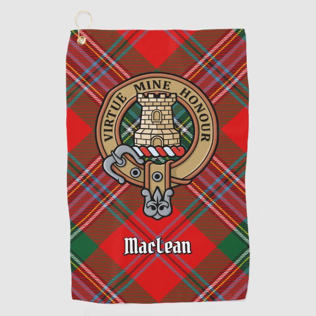 Serviette De Golf Clan MacLean Crest sur Tartan (Devant)