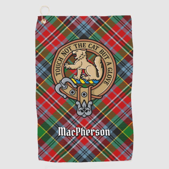 Serviette De Golf Clan MacPherson Crest sur Tartan Golf Towel (Devant)