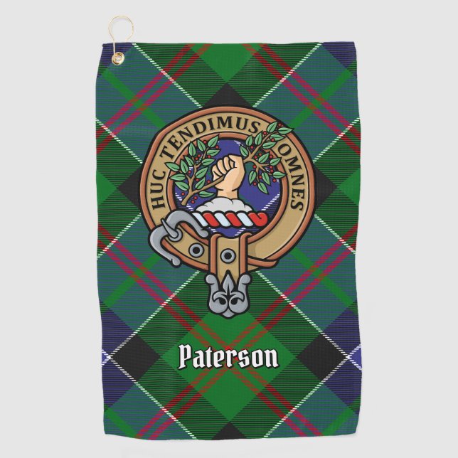 Serviette De Golf Clan Paterson Crest sur Tartan (Devant)