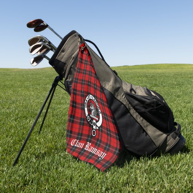 Serviette De Golf Clan Ramsay Crest Badge et Tartan personnalisable (Vert)