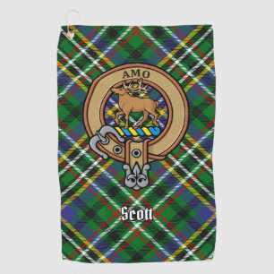 Serviette De Golf Clan Scott Crest sur Green Tartan Golf Towne