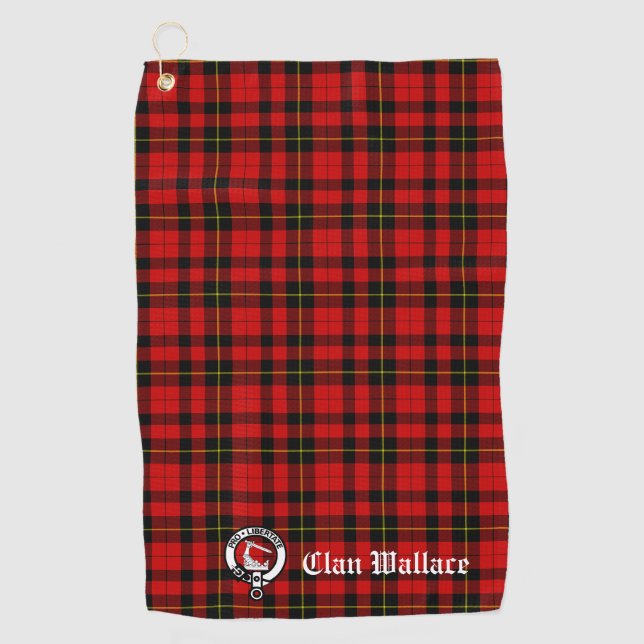 Serviette De Golf Clan Wallace Crest Badge et Tartan personnalisable (Devant)