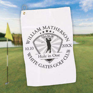Serviette De Golf Classique Noir et Blanc Hole in One