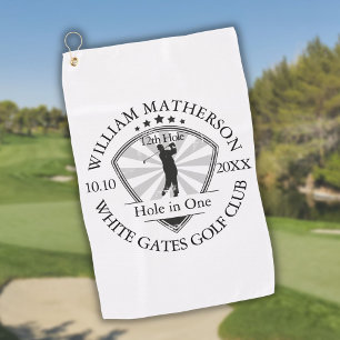 Serviette De Golf Classique trou en un personnalisé noir et blanc