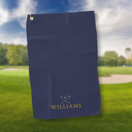 Serviette De Golf Club de golf Navy Blue and Gold Custom Name
