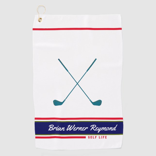 Serviette De Golf club de golf / nom du golfeur (Devant)