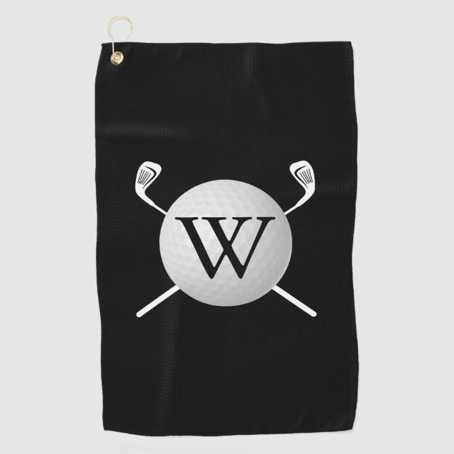Serviette De Golf Clubs de golf à monogramme personnalisé (Devant)