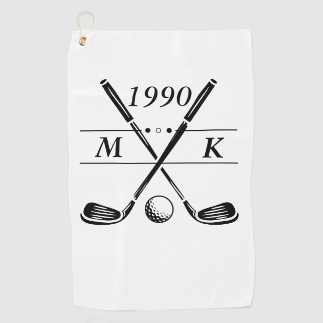 Serviette De Golf Clubs de golf Monogram personnalisés (Devant)