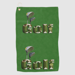 Serviette De Golf Clubs De Golf Sur Green Denim,
