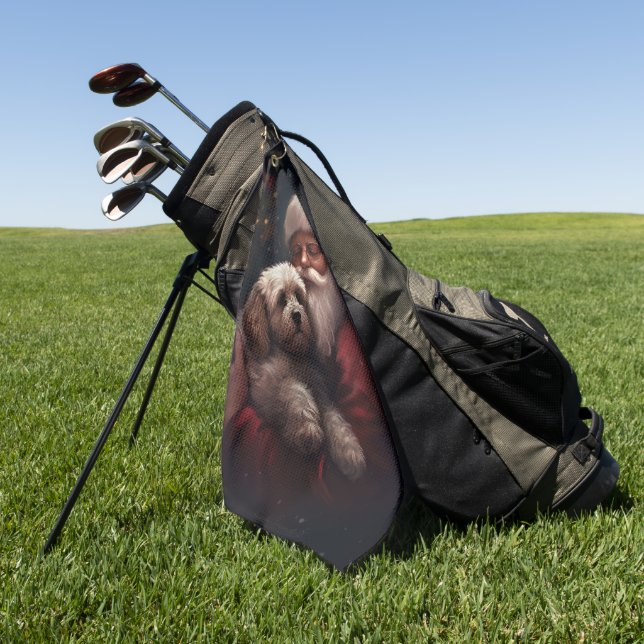 Serviette De Golf Cockapou avec Noël Festif du Père Noël (Vert)