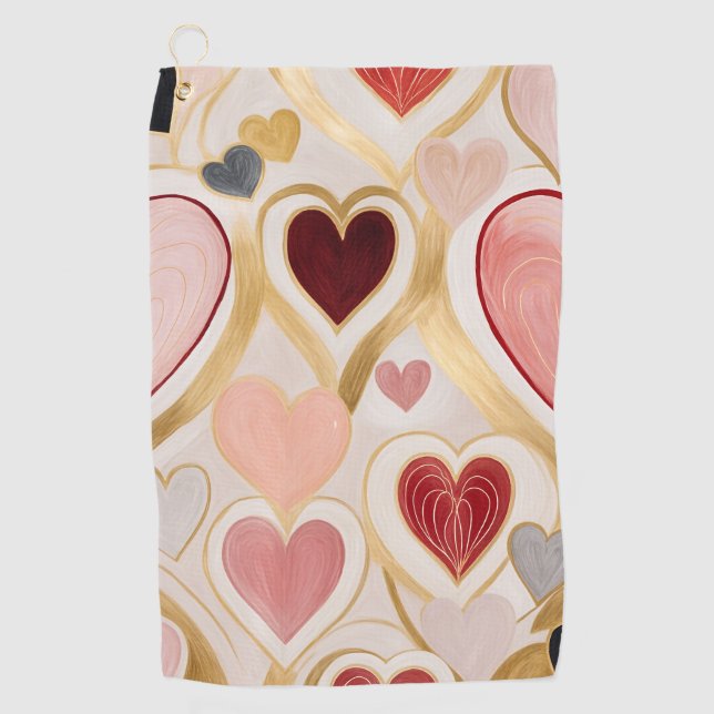 Serviette De Golf Coeurs d'amour (Devant)
