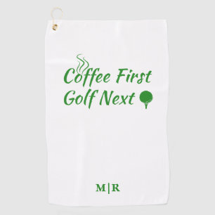 Serviette De Golf Coffee First Golf Next Humour Devis