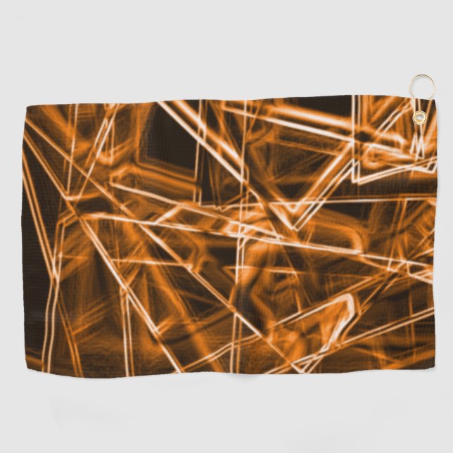 Serviette De Golf coins carrés et taches "néon" orange (Horizontal)