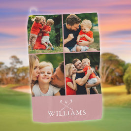 Serviette De Golf Collage de photos personnalisé rose poudré