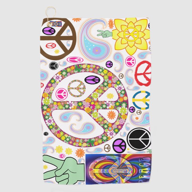 Serviette De Golf Collage Peace & Paisley (Devant)