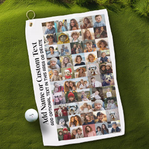 Serviette De Golf Collage photo 50 - Texte personnalisé - noir et bl