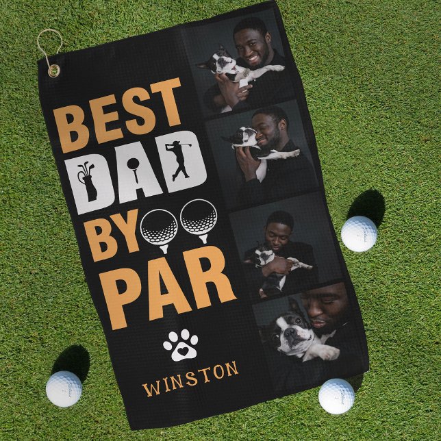 Serviette De Golf Collage photo de chien personnalisé Meilleur papa  (Créateur téléchargé)