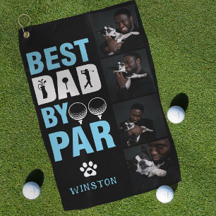 Serviette De Golf Collage photo de chien personnalisé Meilleur papa 