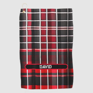 Serviette De Golf Collection populaire Abstraite rouge noir plaid