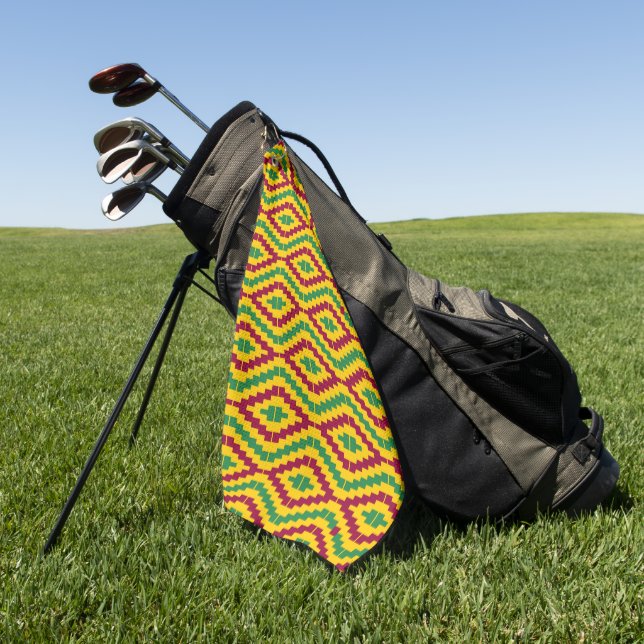 Serviette De Golf Colorful African Kente Pattern (Vert)