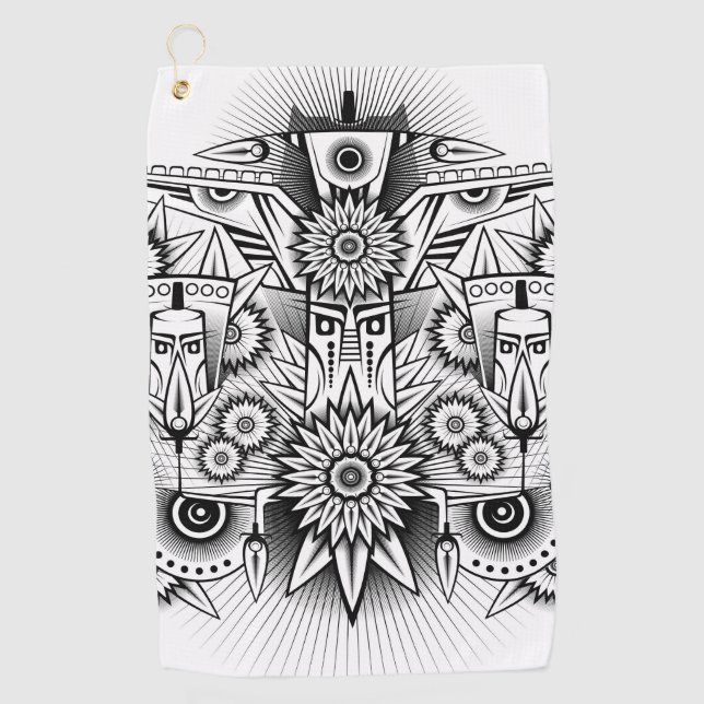 Serviette De Golf Conception artistique tribale (Devant)