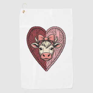 Serviette De Golf Conception de broderie vintage de fil de coeur de