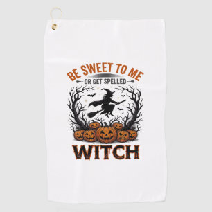 Serviette De Golf Conception de sorcière d'Halloween Sois doux ou so