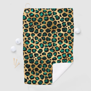 Serviette De Golf Conception Turquoise et Gold Leopard Series 14