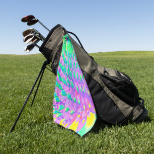 Serviette De Golf Confleur Abstrait bleu turquoise et violet