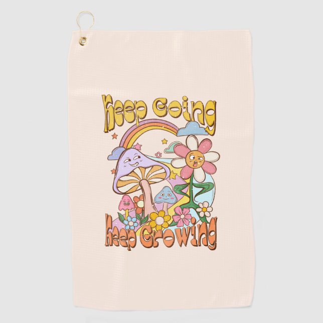Serviette De Golf Continuer, continuer à croître - Champignons et fl (Devant)