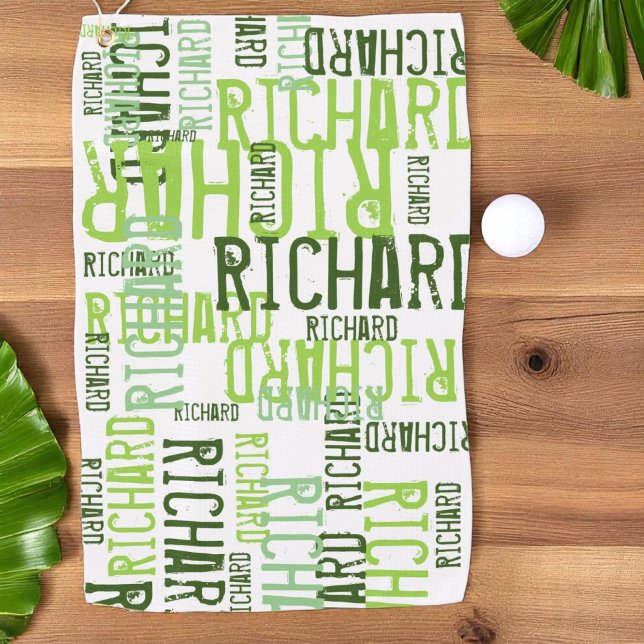 Serviette De Golf cool & moderne citron vert nom, Typographie (Créateur téléchargé)