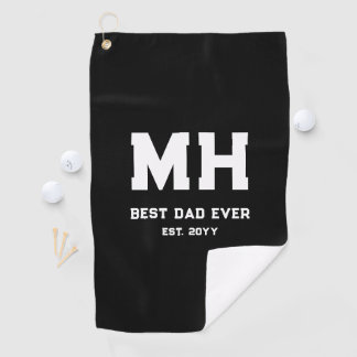 Serviette De Golf Cool Monogramme Moderne Noir et Blanc Meilleur Pap