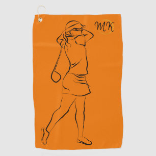 Serviette De Golf Cool Unique Moderne Orange Design Monogramme