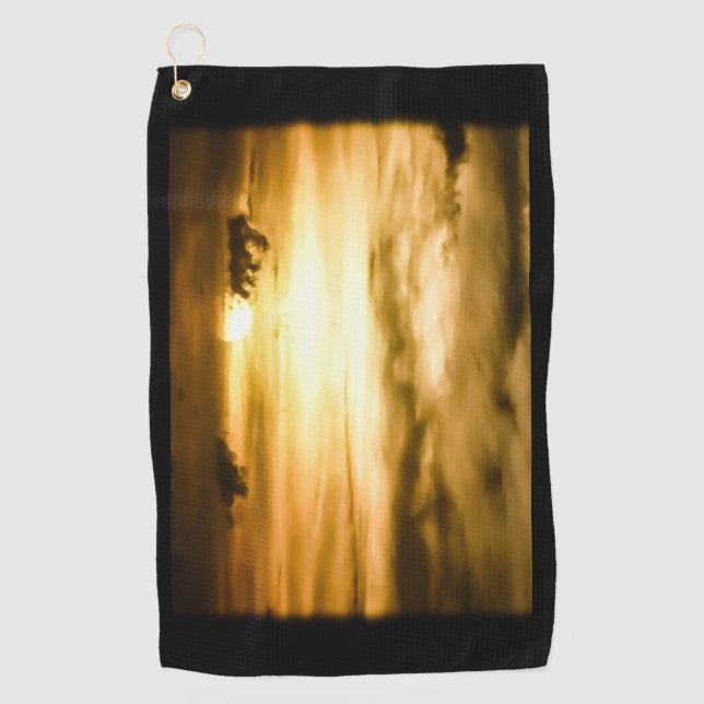 Serviette De Golf Coucher De Soleil Sur L'Océan Pacifique (Devant)
