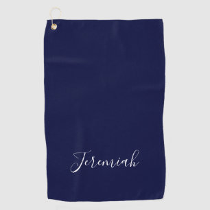 Serviette De Golf Couleur bleu marine Calligraphie moderne simple de