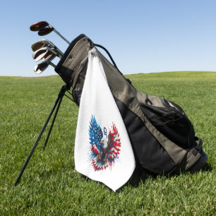 Serviette De Golf Couleurs patriotiques personnalisées Amérique Aigl