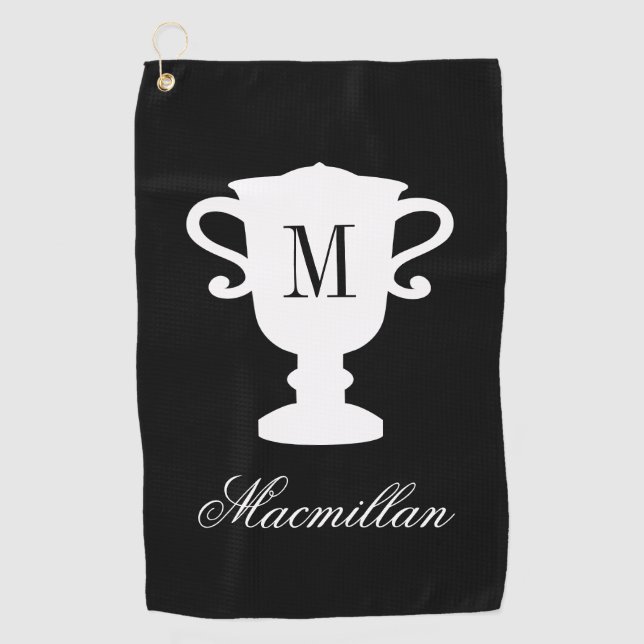 Serviette De Golf Coupe de trophée monogramme de nom élégant personn (Devant)