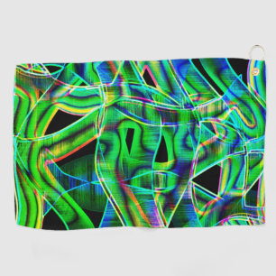 Serviette De Golf Courbes à bande, néon ou relief vert et coloré