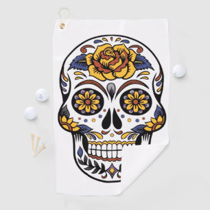 Serviette De Golf Crâne à sucre rose jaune